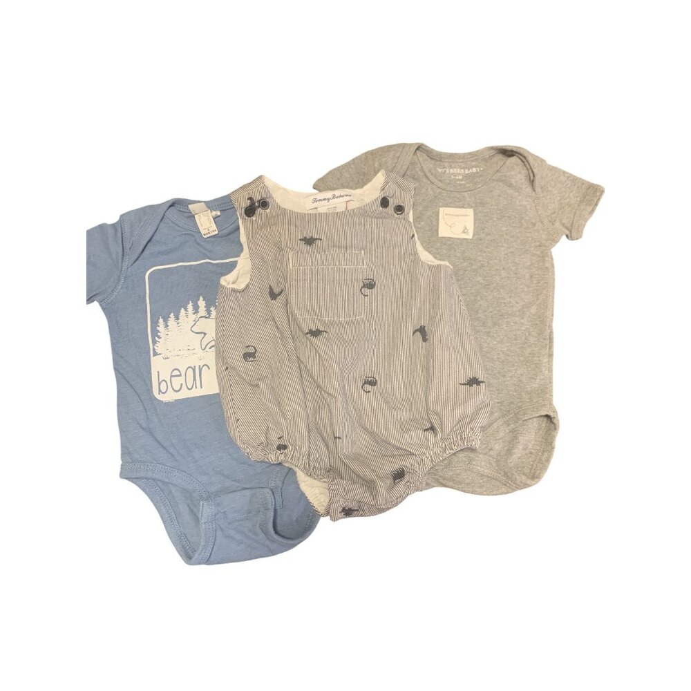 Tommy Bahama Burts Bees & Rabbit Skins 3-6M Baby Bodysuit Set‎ Striped Onesies
